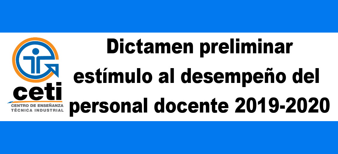 Dictamen Preliminar Estímulo Desempeño Docente 2019-2020